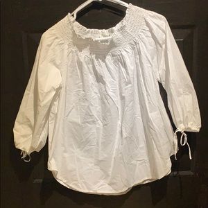 Off Shoulder White Blouse with Adjustable Sleeves